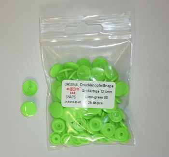 Kamsnap press-buttons 12.4mm (25 pcs), Lime-Green 50